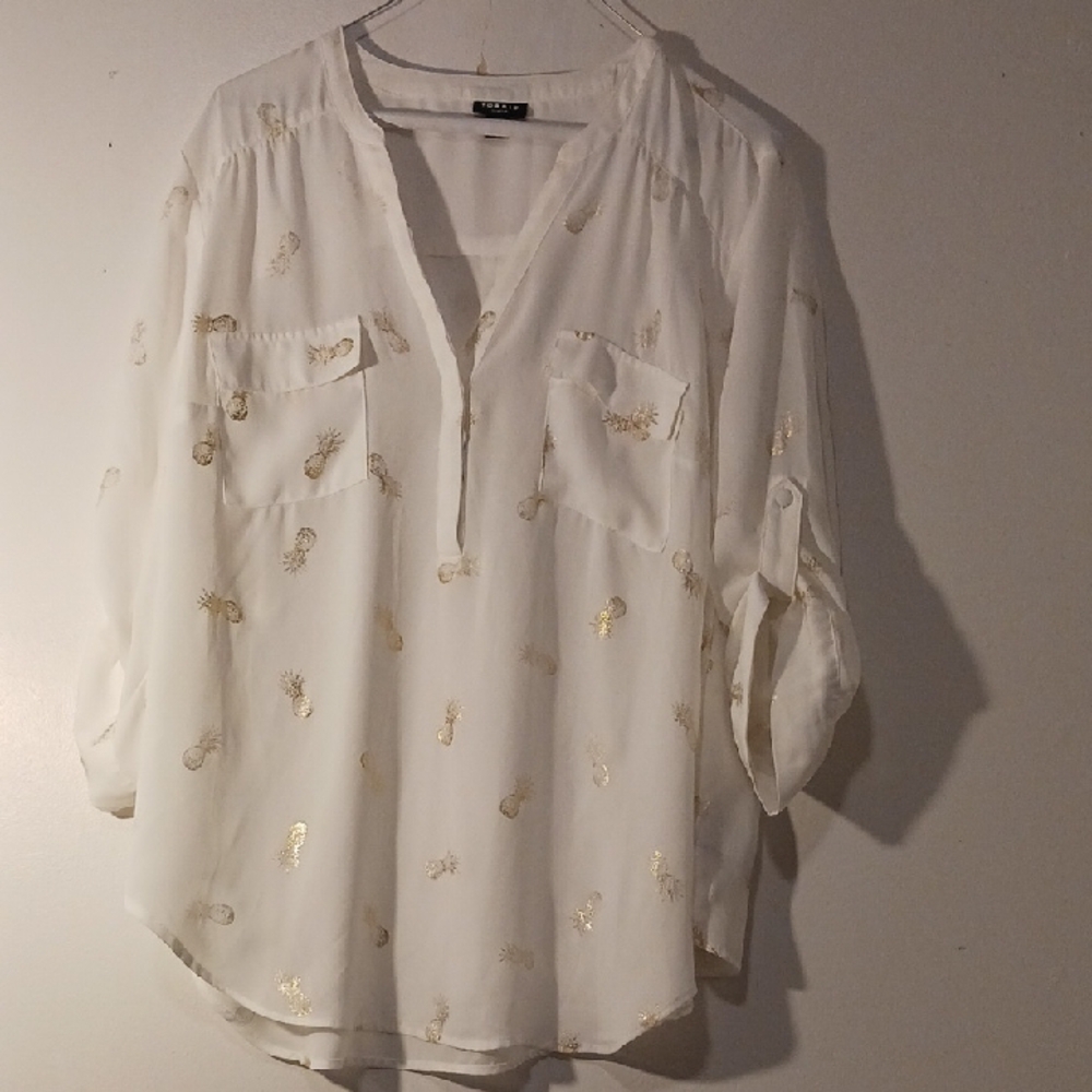 TORRID White and Gold Women's Top